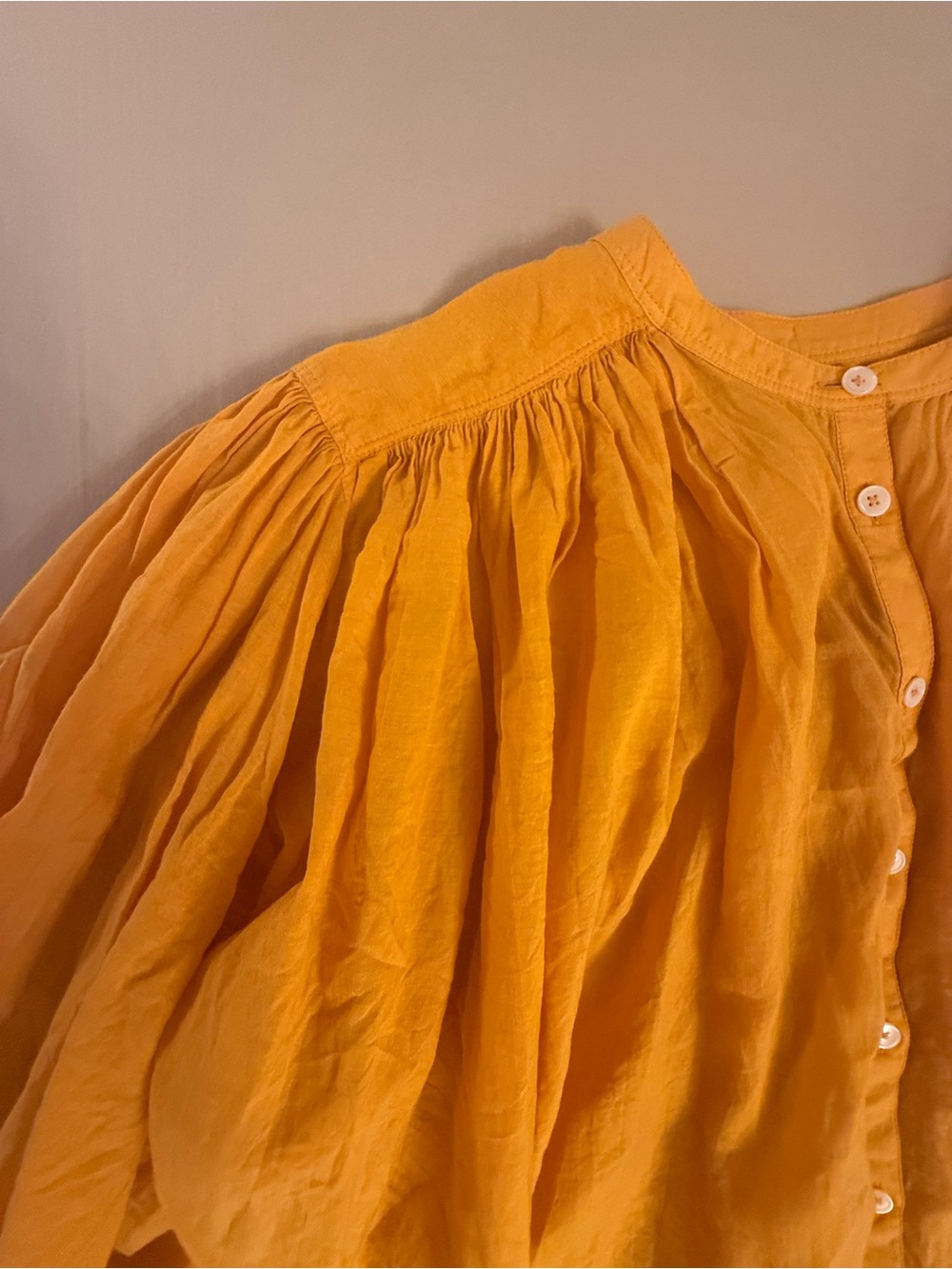 Madewell Pollen Yellow Balloon Puff Sleeve Voile Peasant Top Medium - Picture 11 of 17